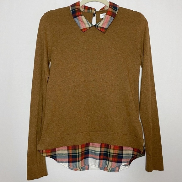 J. Crew Woven-Collar Plaid Sweater - Picture 1 of 15